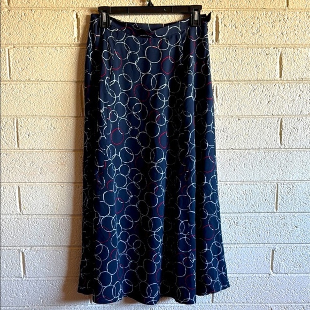 Due per Due Elegant Circle Patterned Blue Skirt